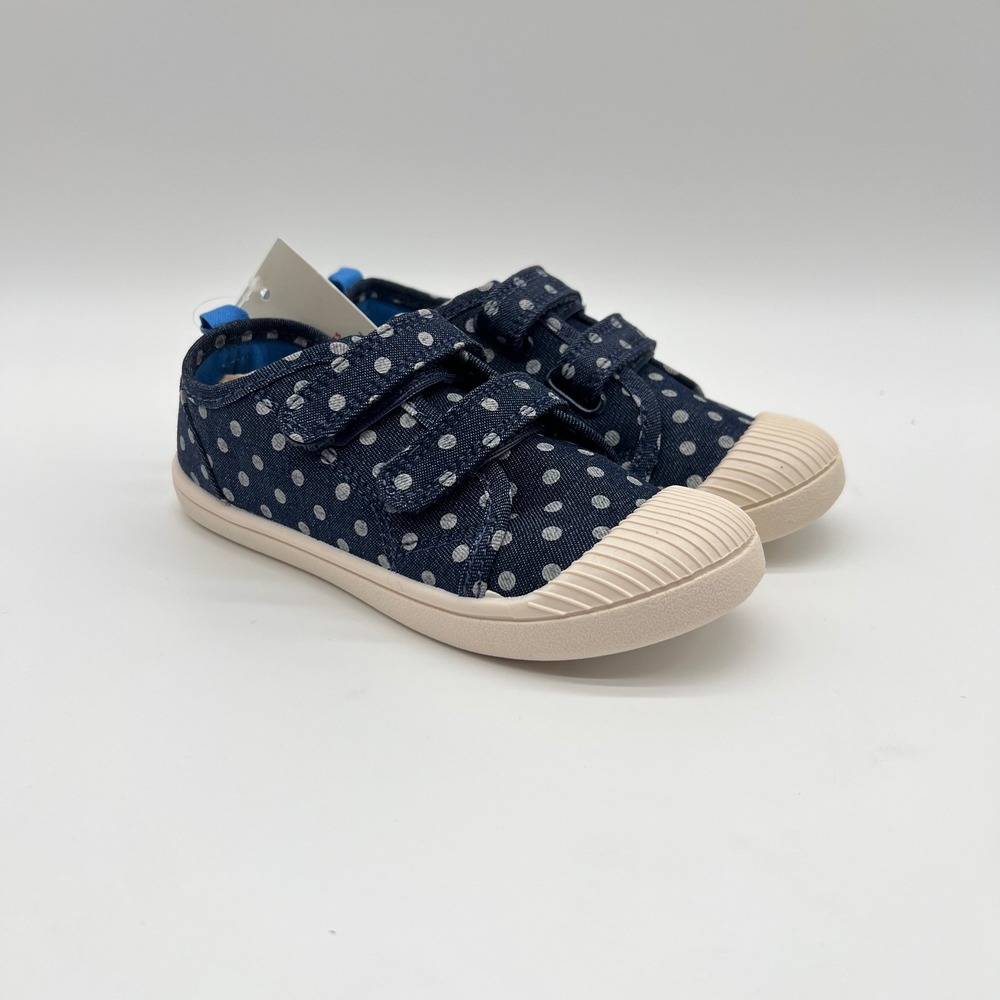 Cat & Jack Kids Parker Polka Dot Sneakers Navy Blue Size 12 NWT